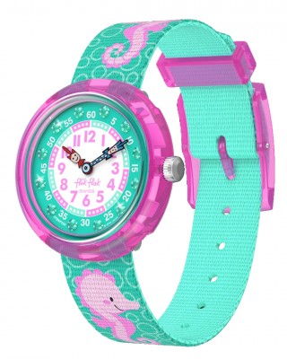 FLIK FLAK BUBBLY SEAHORSE Ρολόι Παιδικό Πράσινο Υφασμάτινο Λουράκι ZFBNP256