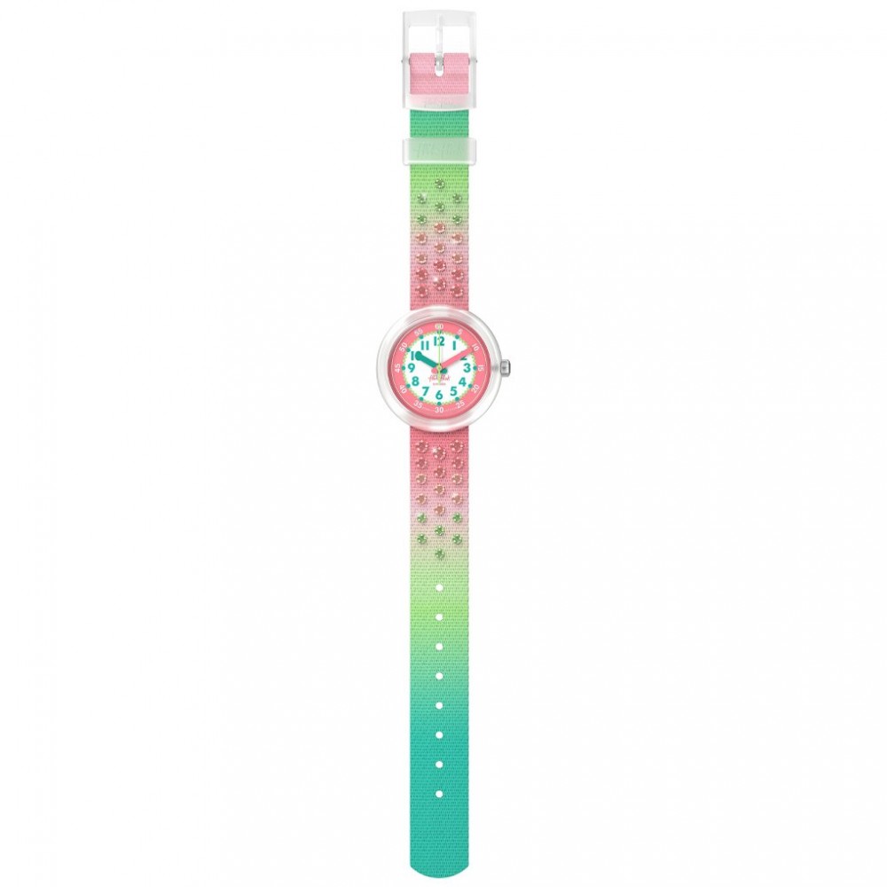 FLIK FLAK SPARKLY MELON Ρολόι Παιδικό Ροζ Υφασμάτινο Λουράκι ZFPNP179