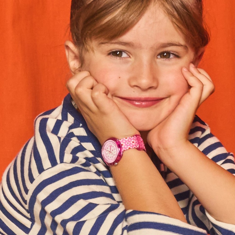 FLIK FLAK POWER FLOWER Ρολόι Παιδικό Ροζ Υφασμάτινο Λουράκι ZFPNP180