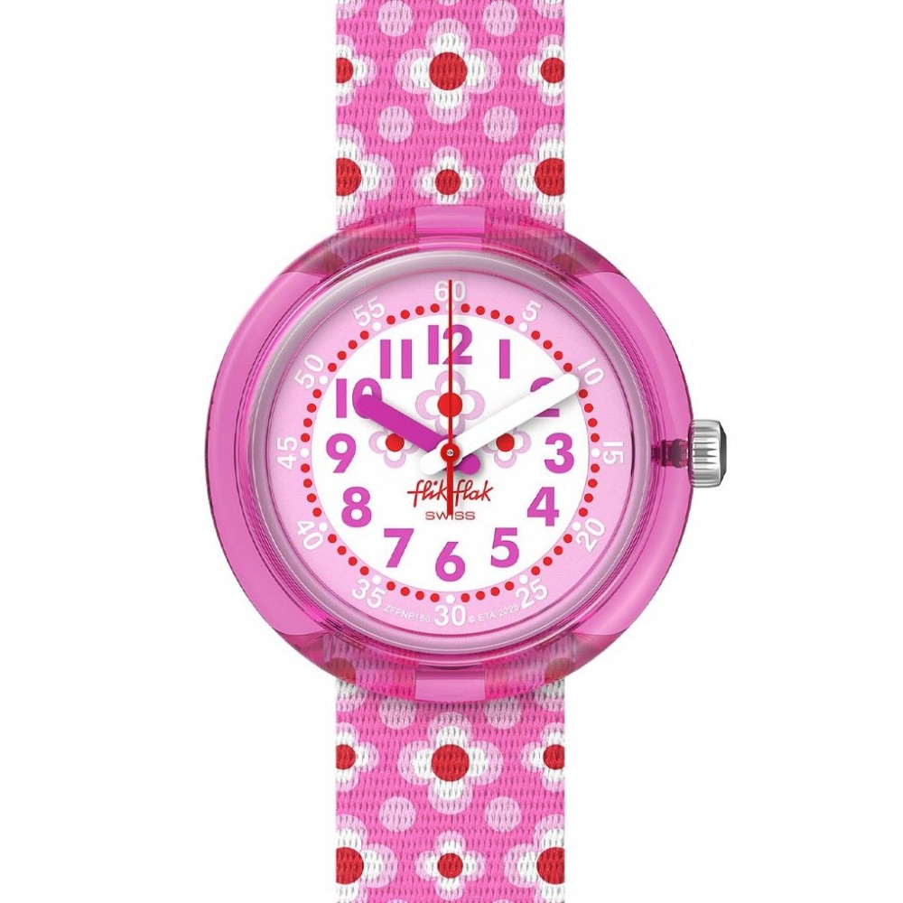FLIK FLAK POWER FLOWER Ρολόι Παιδικό Ροζ Υφασμάτινο Λουράκι ZFPNP180