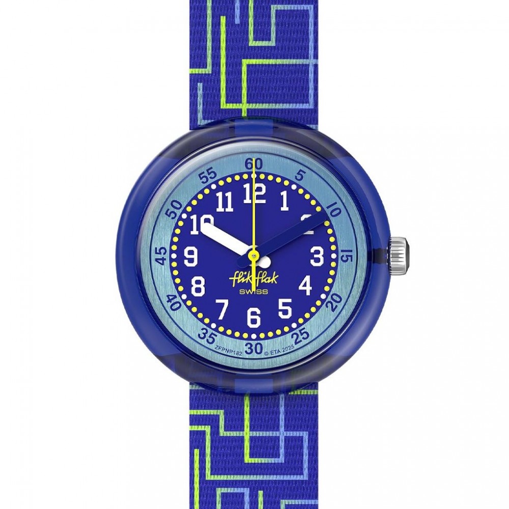 FLIK FLAK CRAZY MAZE Ρολόι Παιδικό Μπλε Υφασμάτινο Λουράκι ZFPNP182