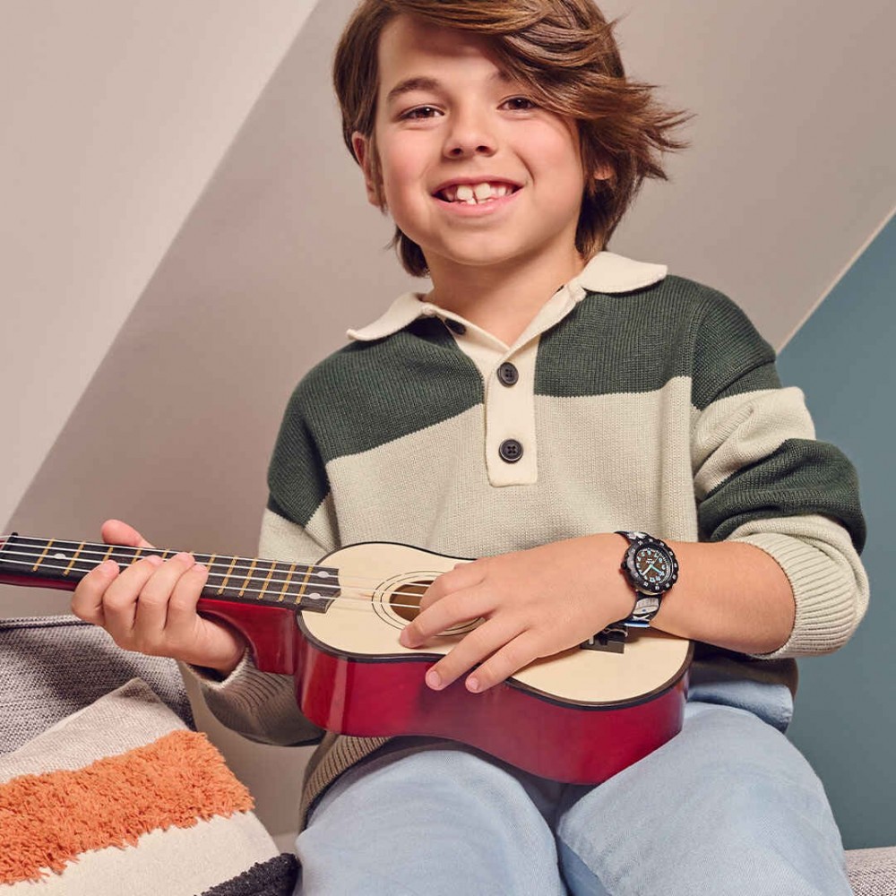FLIK FLAK SKATING FRENCHIE Ρολόι Παιδικό Μαύρο Υφασμάτινο Λουράκι ZFPSP077