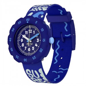 FLIK FLAK SURFING ESSENTIALS Ρολόι Παιδικό Μπλε Υφασμάτινο Λουράκι ZFPSP080