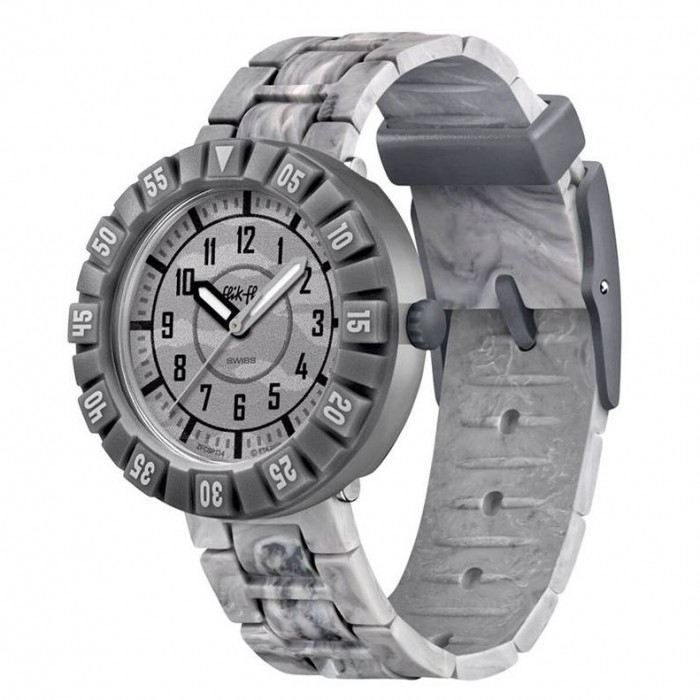 FLIK FLAK LUNAR BRICK Ρολόι Παιδικό Γκρι Λουράκι Σιλικόνης ZFCSP134