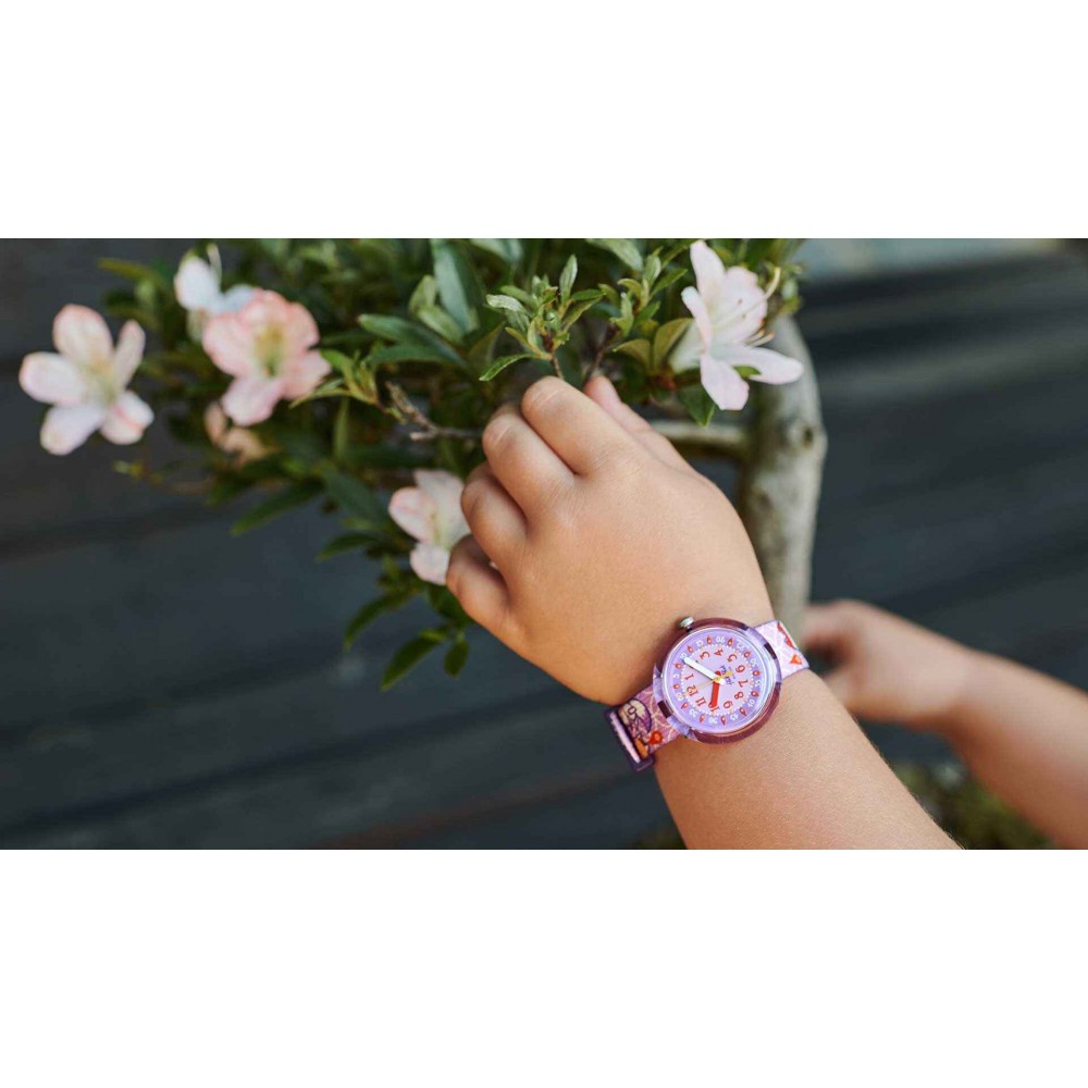 FLIK FLAK YAKO-PARADE Ρολόι Παιδικό Μωβ Υφασμάτινο Λουράκι ZFPNP123