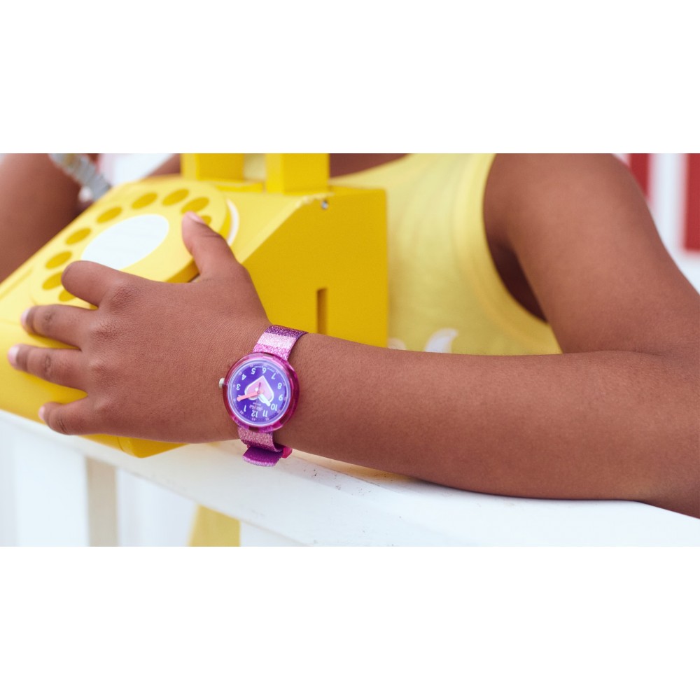 FLIK FLAK STRIPY GLITTER Ρολόι Παιδικό Πολύχρωμο Υφασμάτινο Λουράκι ZFPNP127