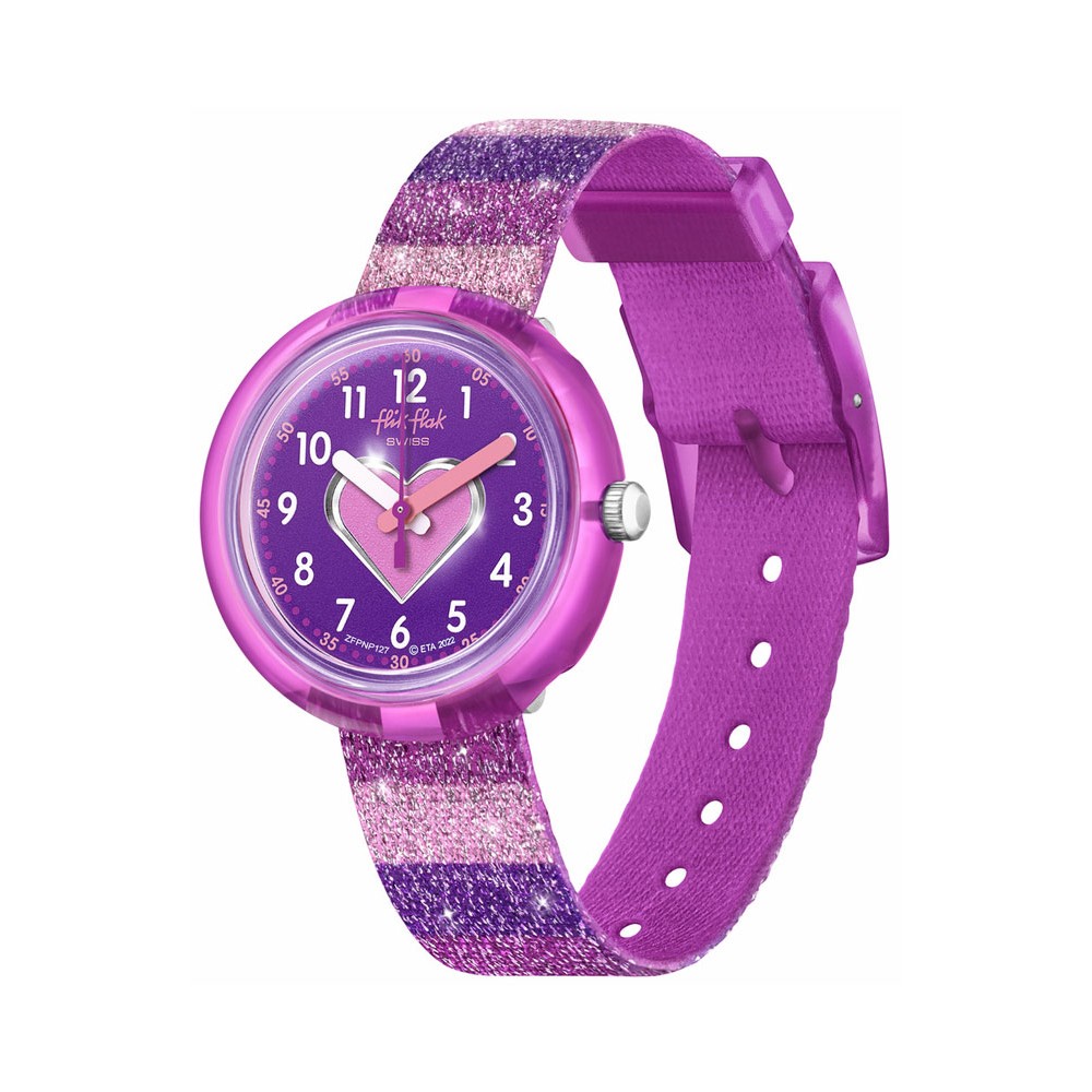 FLIK FLAK STRIPY GLITTER Ρολόι Παιδικό Πολύχρωμο Υφασμάτινο Λουράκι ZFPNP127