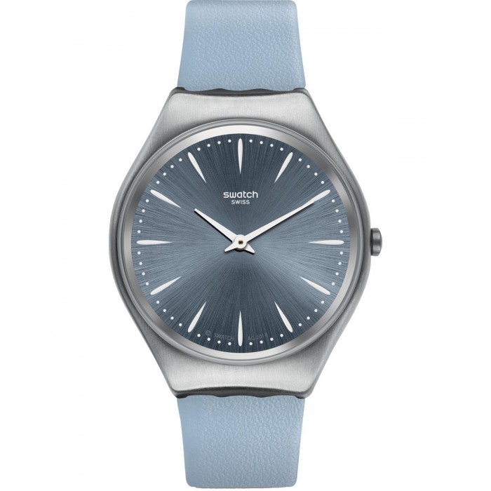 SWATCH SKINDREAM Ρολόι Γυναικείο Ανοιχτό Μπλε δερμάτινο λουρί SYXS118