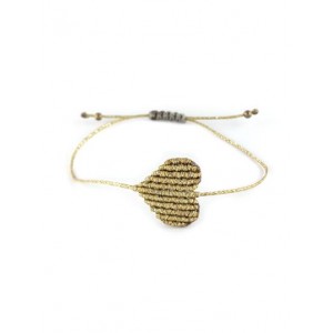 Irene Hussein Macrame Bracelet L Gold Heart