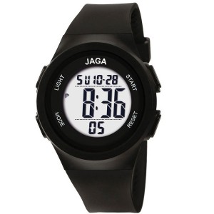 JAGA Ανδρικό Ρολόι Μαύρο Καουτσούκ με EXTRA λουράκι δώρο Μ123Χ-BLACK