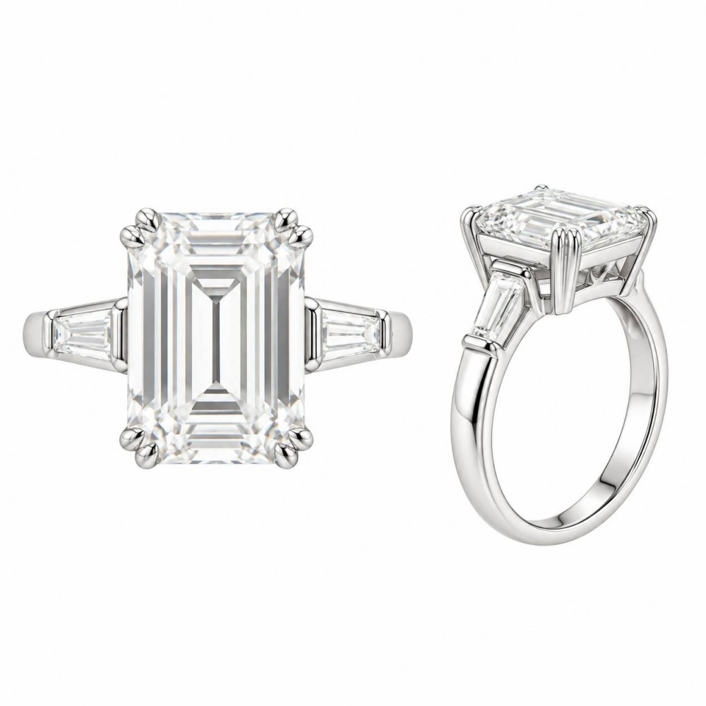 Δαχτυλίδι Μονόπετρο Emerald Cut Λευκά Ζιργκόν Ασήμι 925 KS-148 Δαχτυλίδι Μονόπετρο Emerald Cut Λευκά Ζιργκόν Ασήμι 925 KS-148