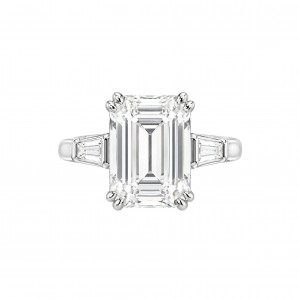 Δαχτυλίδι Μονόπετρο Emerald Cut Λευκά Ζιργκόν Ασήμι 925 KS-148