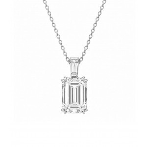 Κολιέ Emerald Cut Λευκά Ζιργκόν Ασήμι 925 KS-146 Κολιέ Emerald Cut Λευκά Ζιργκόν Ασήμι 925 KS-146