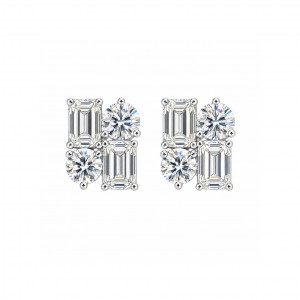 Σκουλαρίκια Emerald Cut Λευκά Ζιργκόν Ασήμι 925 KS-145 Σκουλαρίκια Emerald Cut Λευκά Ζιργκόν Ασήμι 925 KS-145