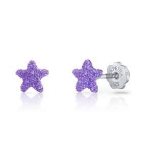 Lapetra Kids Earrings Purple Star Enamel Silver 925