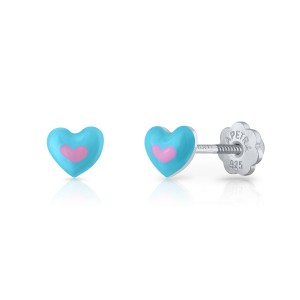 Lapetra Kids Earrings Princess Blue Hearts Enamel Silver 925