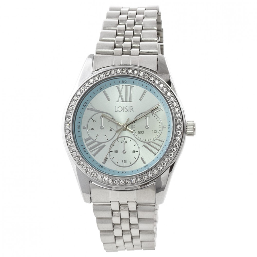 LOISIR Ρολόι Speedway με ατσάλινο μπρασελέ, ασημί-aqua καντράν και ζιργκόν 11L03-00532