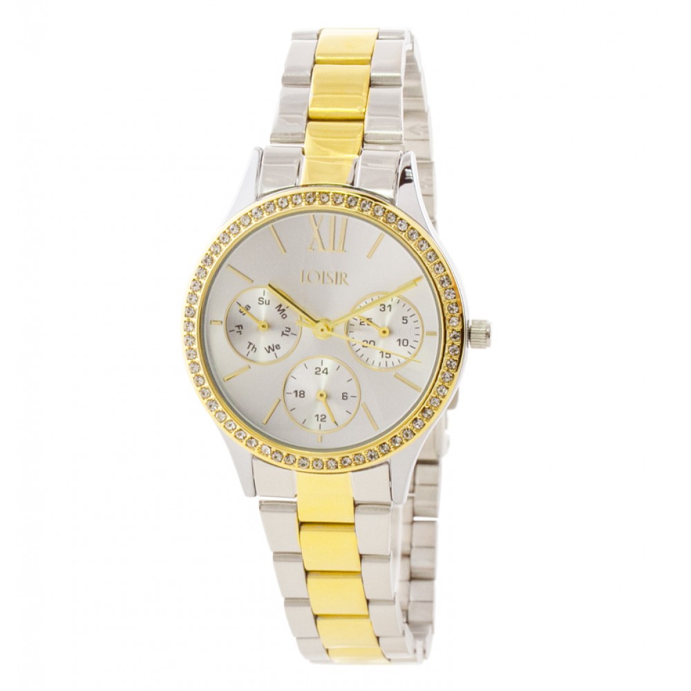 LOISIR Ρολόι Arizona με δίχρωμο ατσάλινο μπρασελέ και ασημί καντράν 11L03-00540