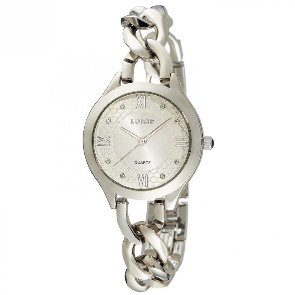 LOISIR Ρολόι Girlie με ασημί μεταλλικό μπρασελέ και ασημί καντράν 11L03-00592