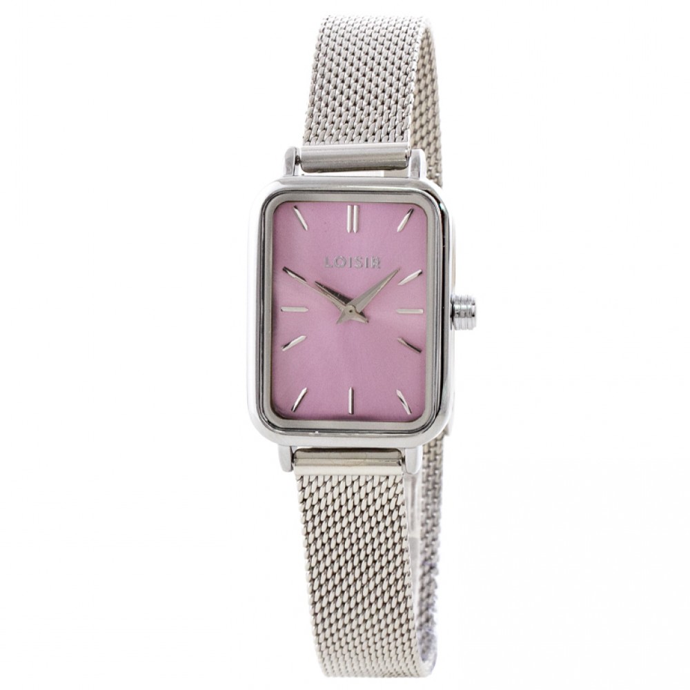 LOISIR Ρολόι Oldie με ατσάλινο mesh band και ροζ καντράν 11L03-00611