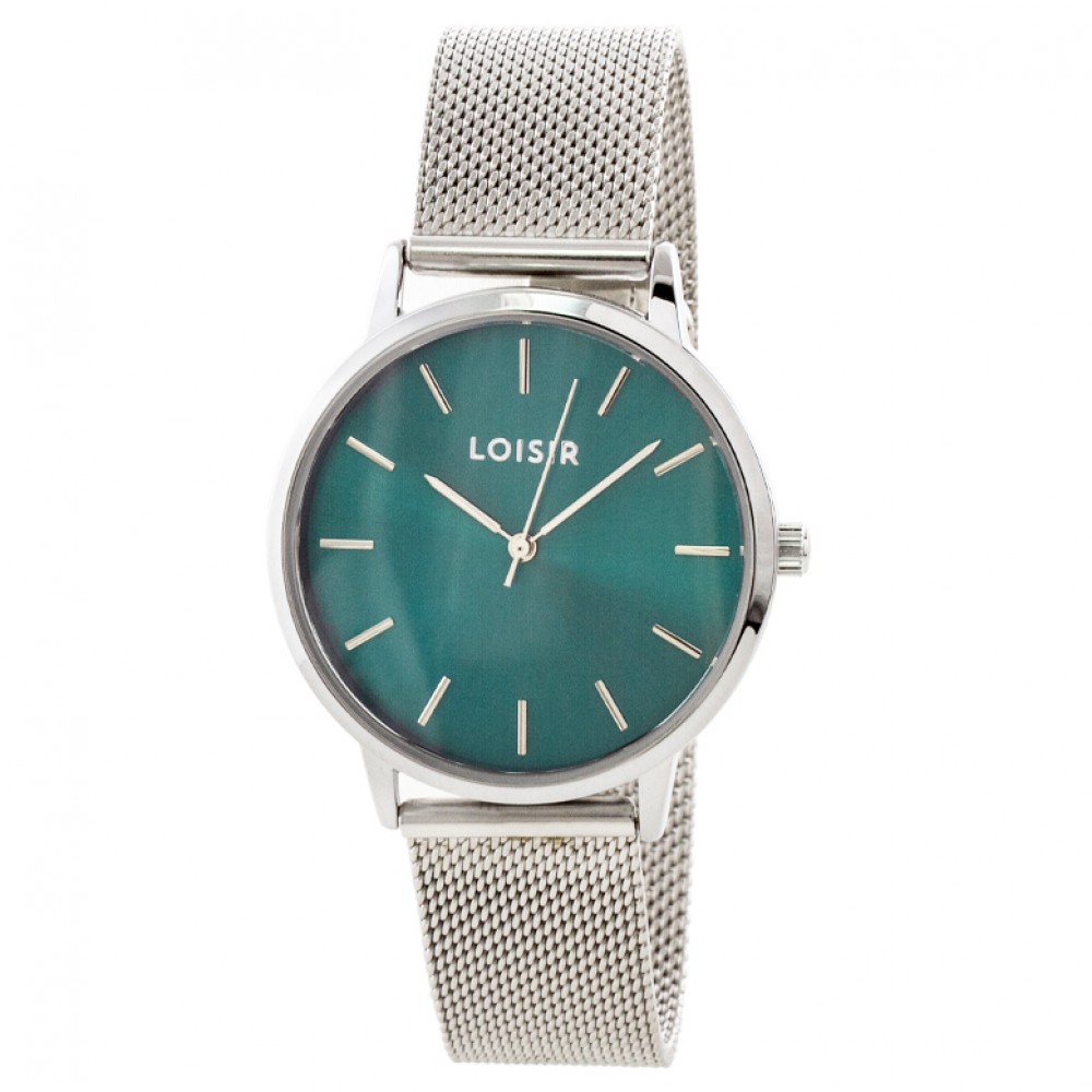 LOISIR Ρολόι Fountain με ατσάλινο mesh band και teal καντράν 11L03-00614