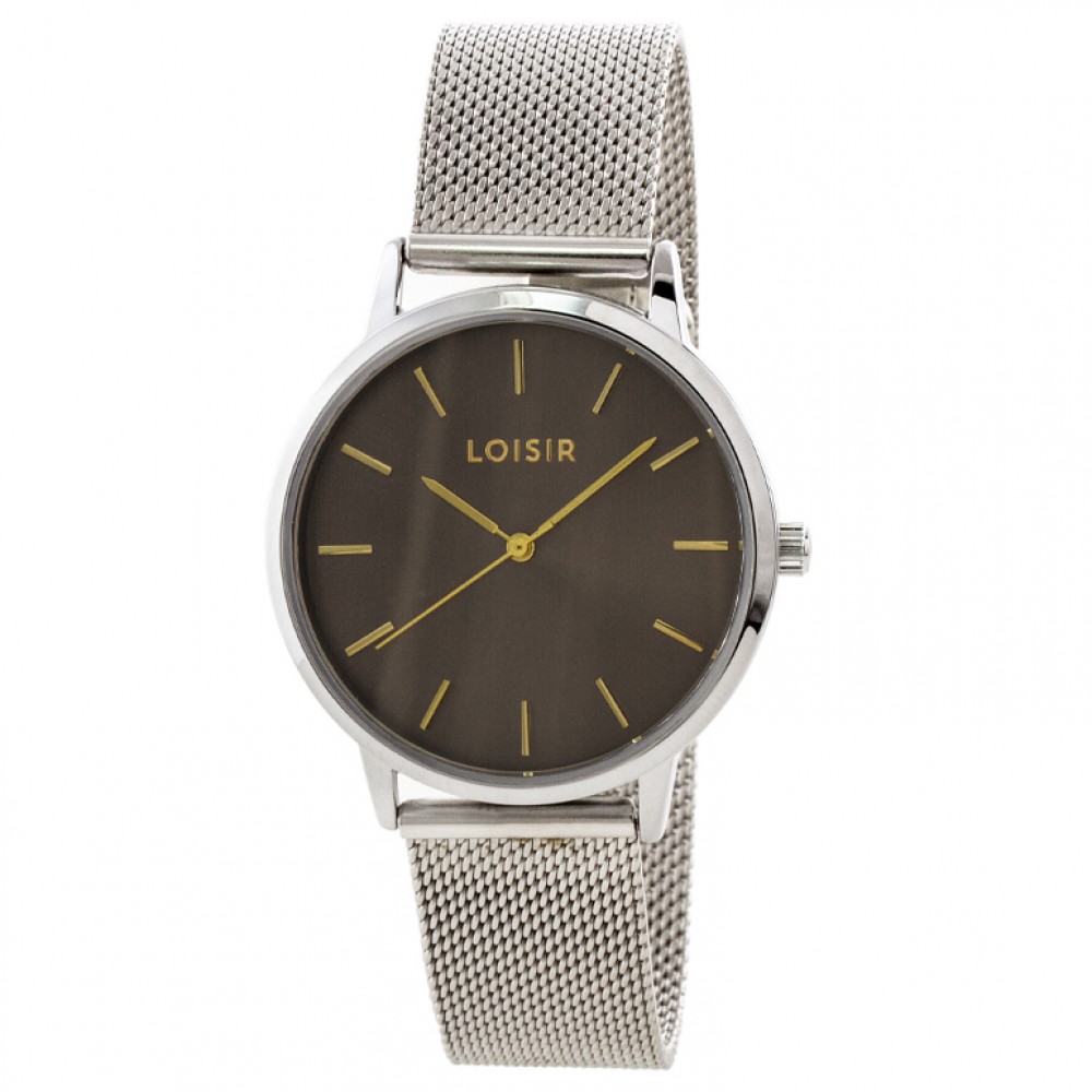 LOISIR Ρολόι Fountain με ατσάλινο mesh band και γκρι καντράν 11L03-00632