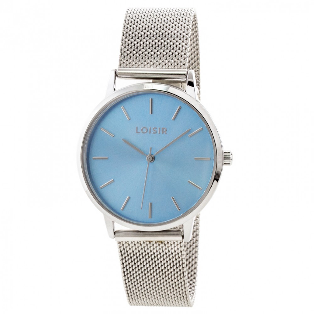 LOISIR Ρολόι Fountain με ατσάλινο mesh band και γαλάζιο καντράν 11L03-00634