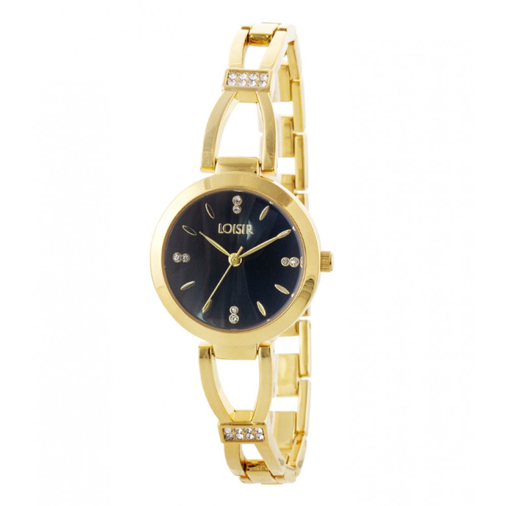 LOISIR Ρολόι New Tint με επίχρυσο μεταλλικό μπρασελέ και μπλε καντράν 11L05-00736