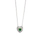 LOISIR Κολιέ Happy Hearts μεταλλικό ασημί με καρδιές, πράσινα και λευκά ζιργκόν 01L15-01498