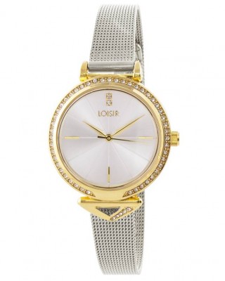 LOSIR Peru με ατσάλινο mesh band, επίχρυση κάσα και ασημί καντράν 11L05-00771