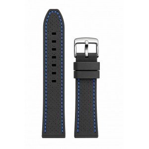 ΛΟΥΡΑΚΙ Σιλικόνης Μαύρο με Μπλε Ραφές 22mm TS-BLA0102-22