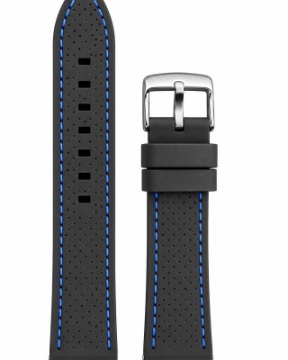 ΛΟΥΡΑΚΙ Σιλικόνης Μαύρο με Μπλε Ραφές 20mm TS-BLA0102-20
