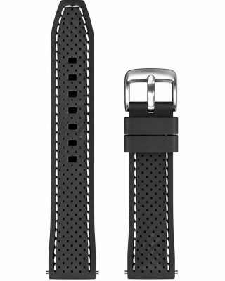 ΛΟΥΡΑΚΙ Σιλικόνης Μαύρο με Λευκές Ραφές 24mm TS-BLA0109-24