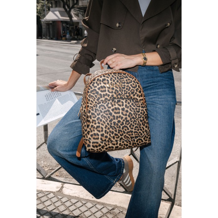 NOLAH Jordan Brown Leopard τσάντα πλάτης