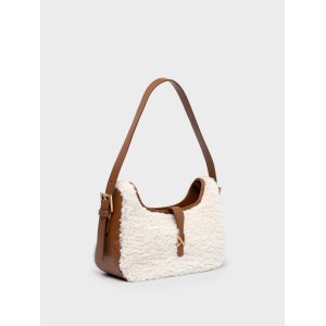 NOLAH Sheepy Offwhite Brown Τσάντα ώμου