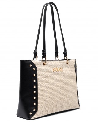 NOLAH Ipanema Cream Black τσάντα ώμου