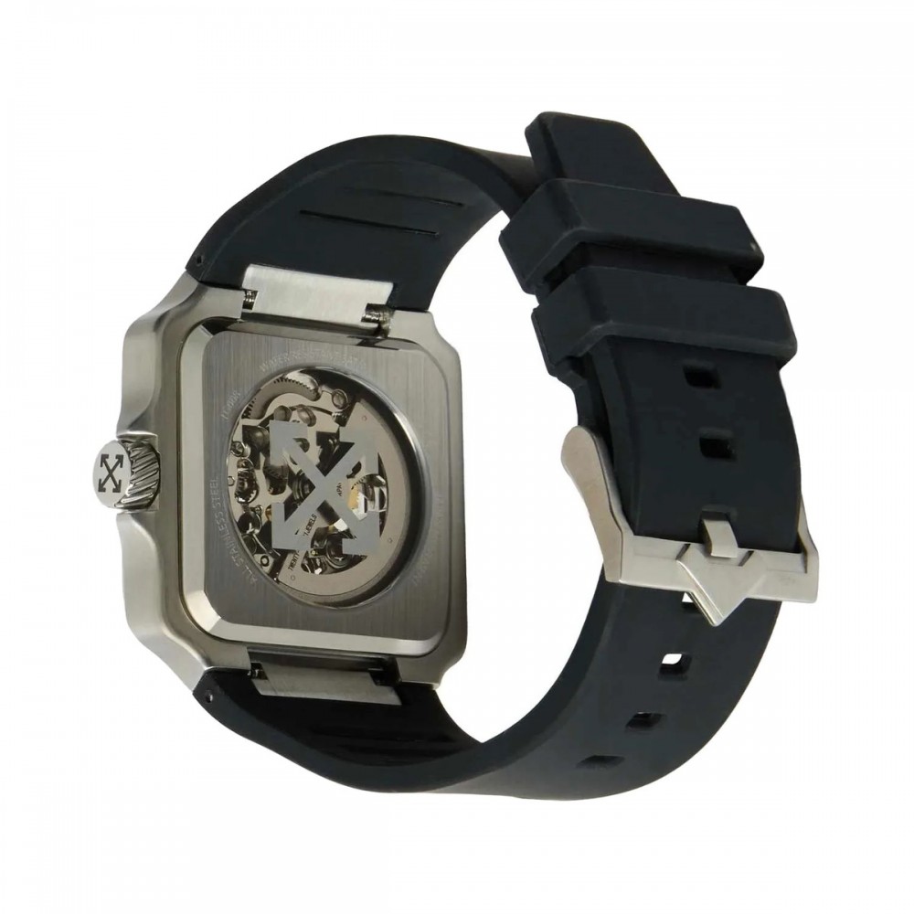 OFF-WHITE Proto Automatic Ανδρίκο Ρολόι Ασημί Μαύρο λουράκι σιλικόνης OW1G008P0015 OFF-WHITE Proto Automatic Ανδρίκο Ρολόι Ασημί Μαύρο λουράκι σιλικόνης OW1G008P0015