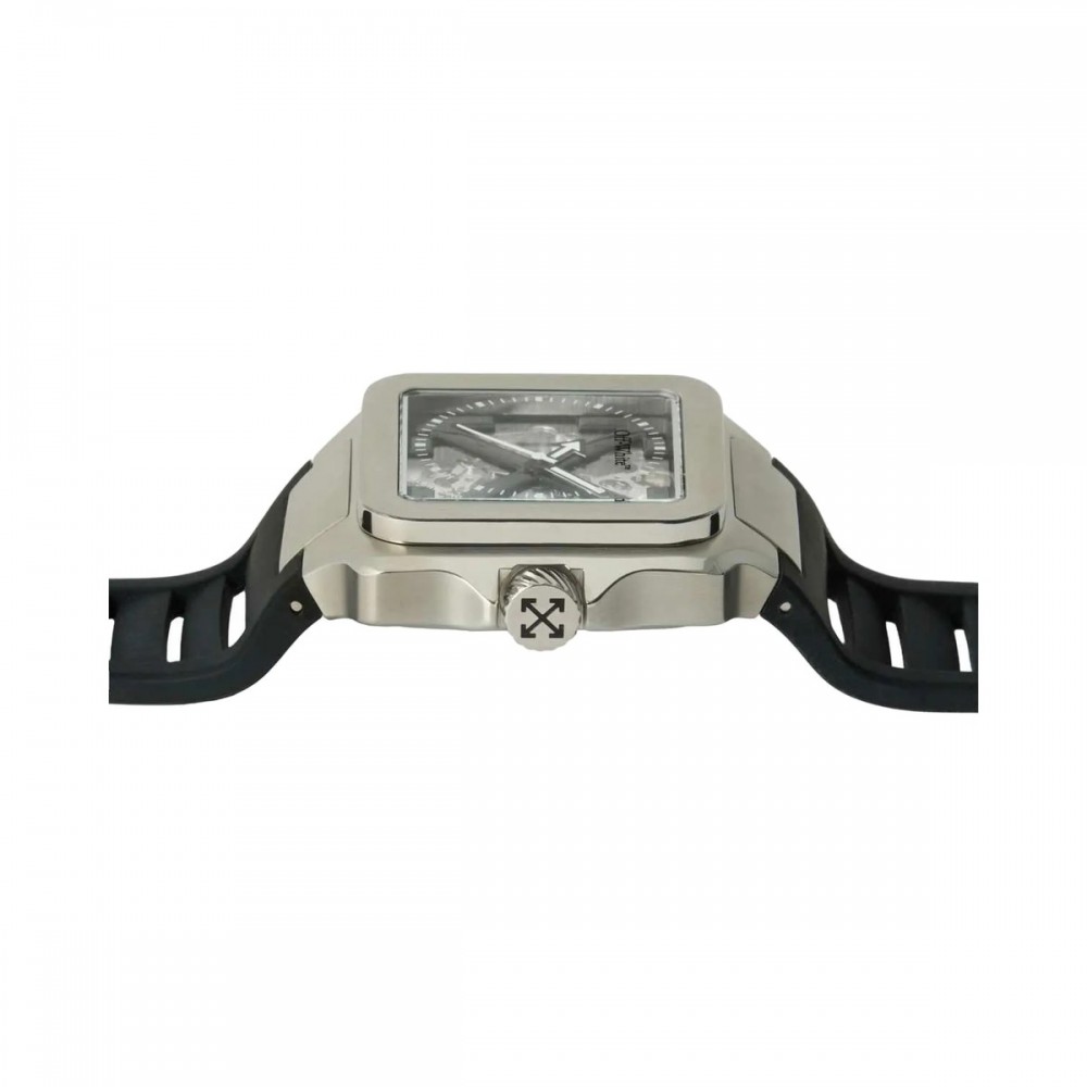 OFF-WHITE Proto Automatic Ανδρίκο Ρολόι Ασημί Μαύρο λουράκι σιλικόνης OW1G008P0015 OFF-WHITE Proto Automatic Ανδρίκο Ρολόι Ασημί Μαύρο λουράκι σιλικόνης OW1G008P0015