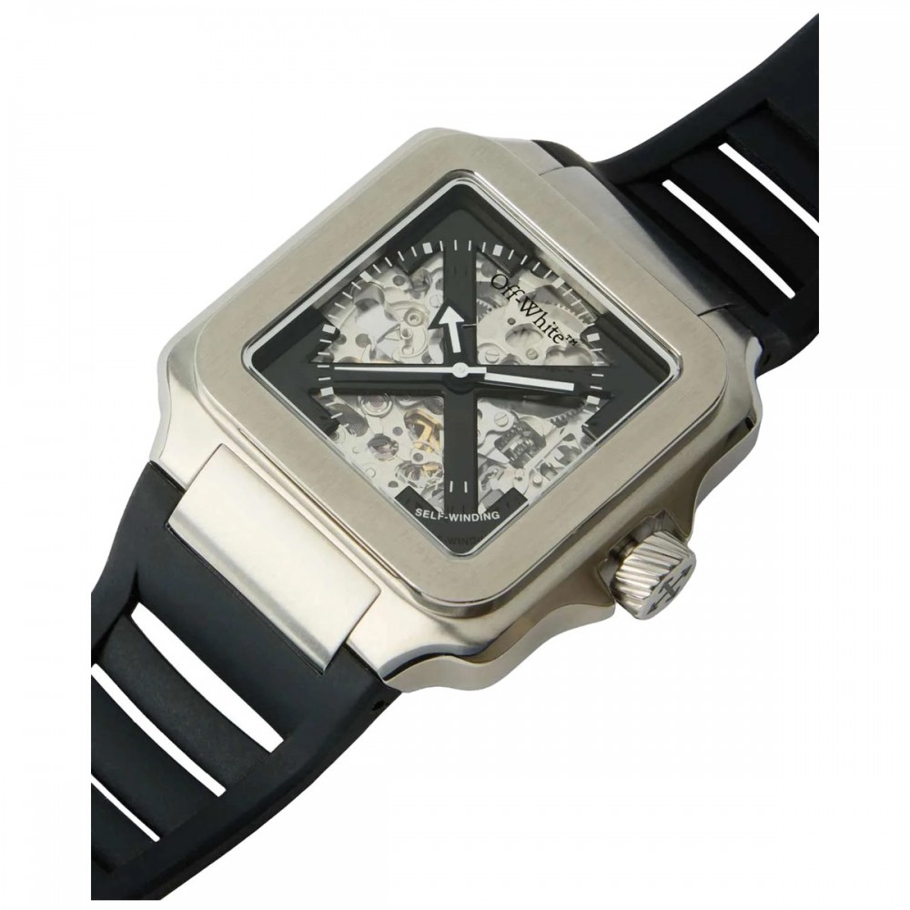OFF-WHITE Proto Automatic Ανδρίκο Ρολόι Ασημί Μαύρο λουράκι σιλικόνης OW1G008P0015 OFF-WHITE Proto Automatic Ανδρίκο Ρολόι Ασημί Μαύρο λουράκι σιλικόνης OW1G008P0015