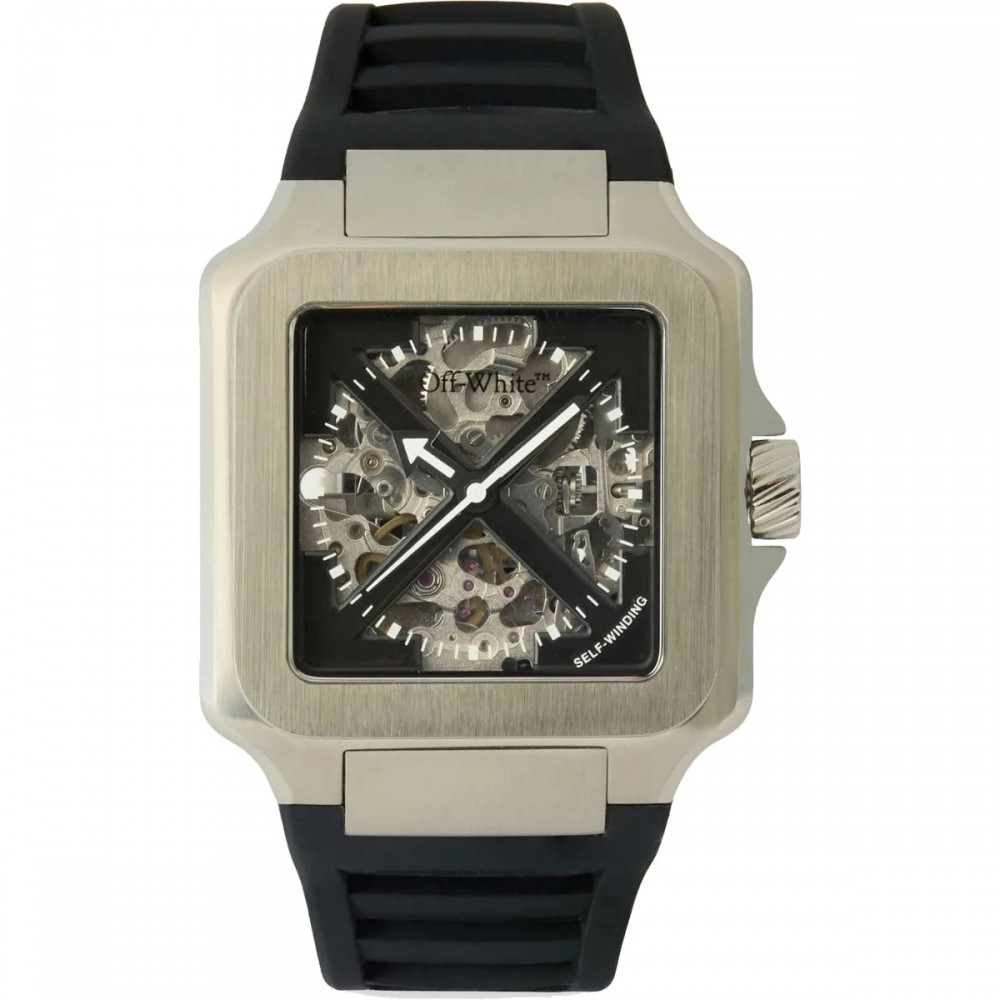 OFF-WHITE Proto Automatic Ανδρίκο Ρολόι Ασημί Μαύρο λουράκι σιλικόνης OW1G008P0015 OFF-WHITE Proto Automatic Ανδρίκο Ρολόι Ασημί Μαύρο λουράκι σιλικόνης OW1G008P0015
