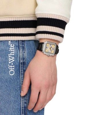 OFF-WHITE Proto Layer Ανδρικό Ρολόι Ασημί Μαύρο λουράκι σιλικόνης  OW1G009P0015