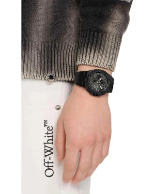 OFF-WHITE High Frequency Ανδρίκο Ρολόι Μαύρο Δερμάτινο λουράκι OW1G016L0035