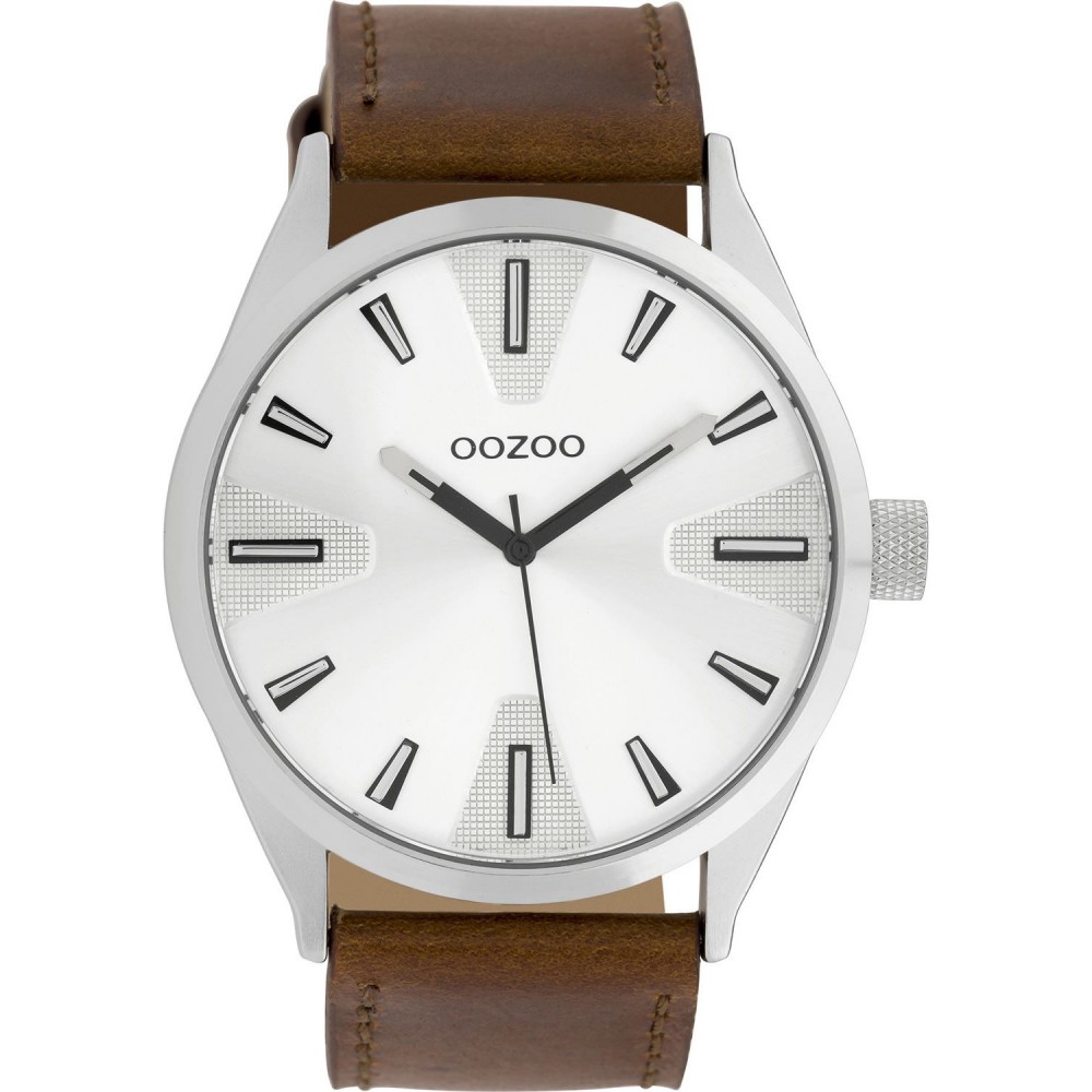 OOZOO Timepieces Ανδρικό ρολόι Καφέ Δερμάτινο Λουρί C10020