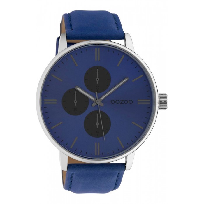 OOZOO timepieces XXL Ρολόι Ανδρικό Μπλε Δερμάτινο Λουράκι C10310