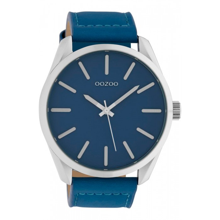OOZOO Timepieces XXL Ρολόι Ανδρικό Μπλε Δερμάτινο Λουρί C10321