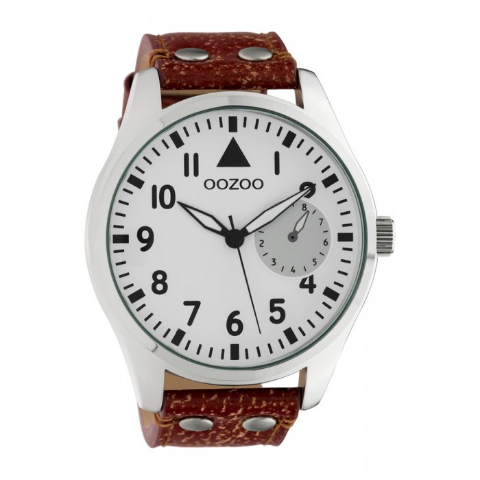 OOZOO Timepieces XXL Ρολόι Ανδρικό Καφέ Δερμάτινο Λουρί C10325
