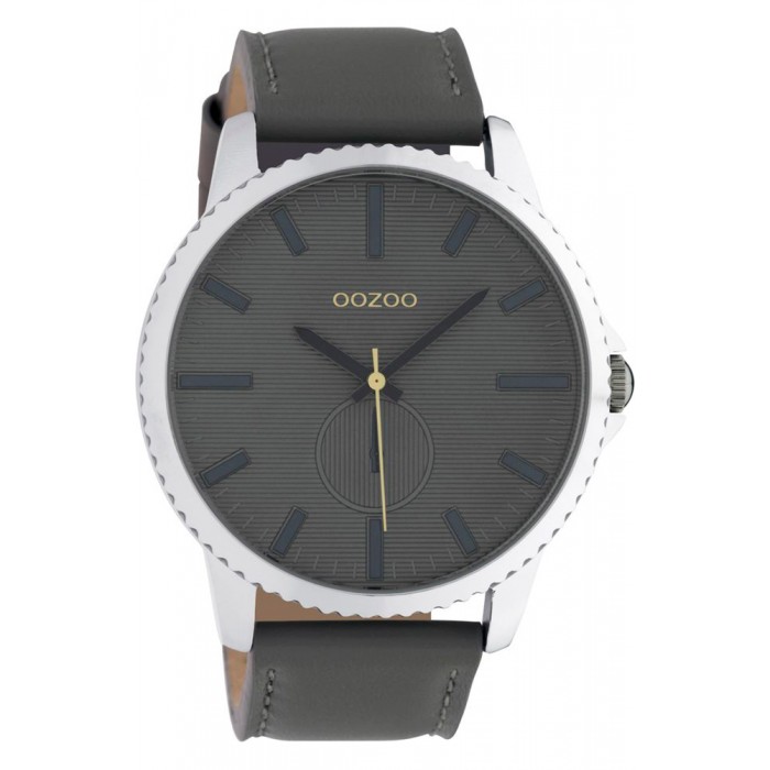 OOZOO Timepieces XXL Ρολόι Γκρι Δερμάτινο Λουρί C10330