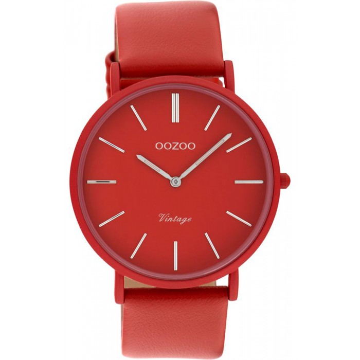 OOZOO Τimepieces Limited Ρολόι Κόκκινο Δερμάτινο Λουράκι C9885