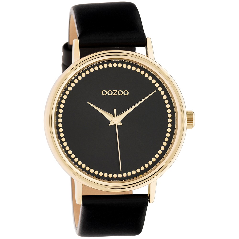 OOZOO Timepieces Ρολόι Γυναικείο Μαύρο Δερμάτινο Λουράκι C10835 