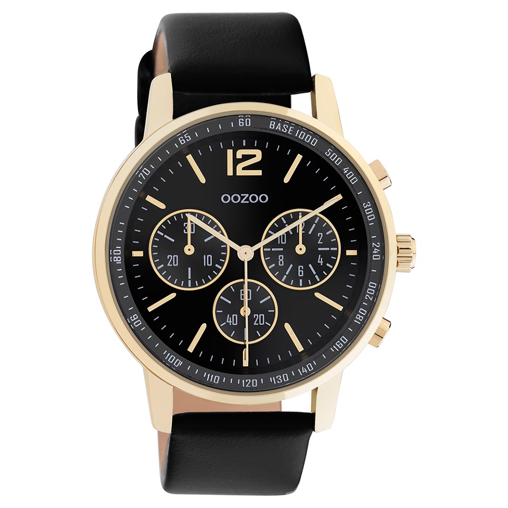 OOZOO Timepieces Ρολόι Unisex Μαύρο Δερμάτινο Λουράκι C10841 
